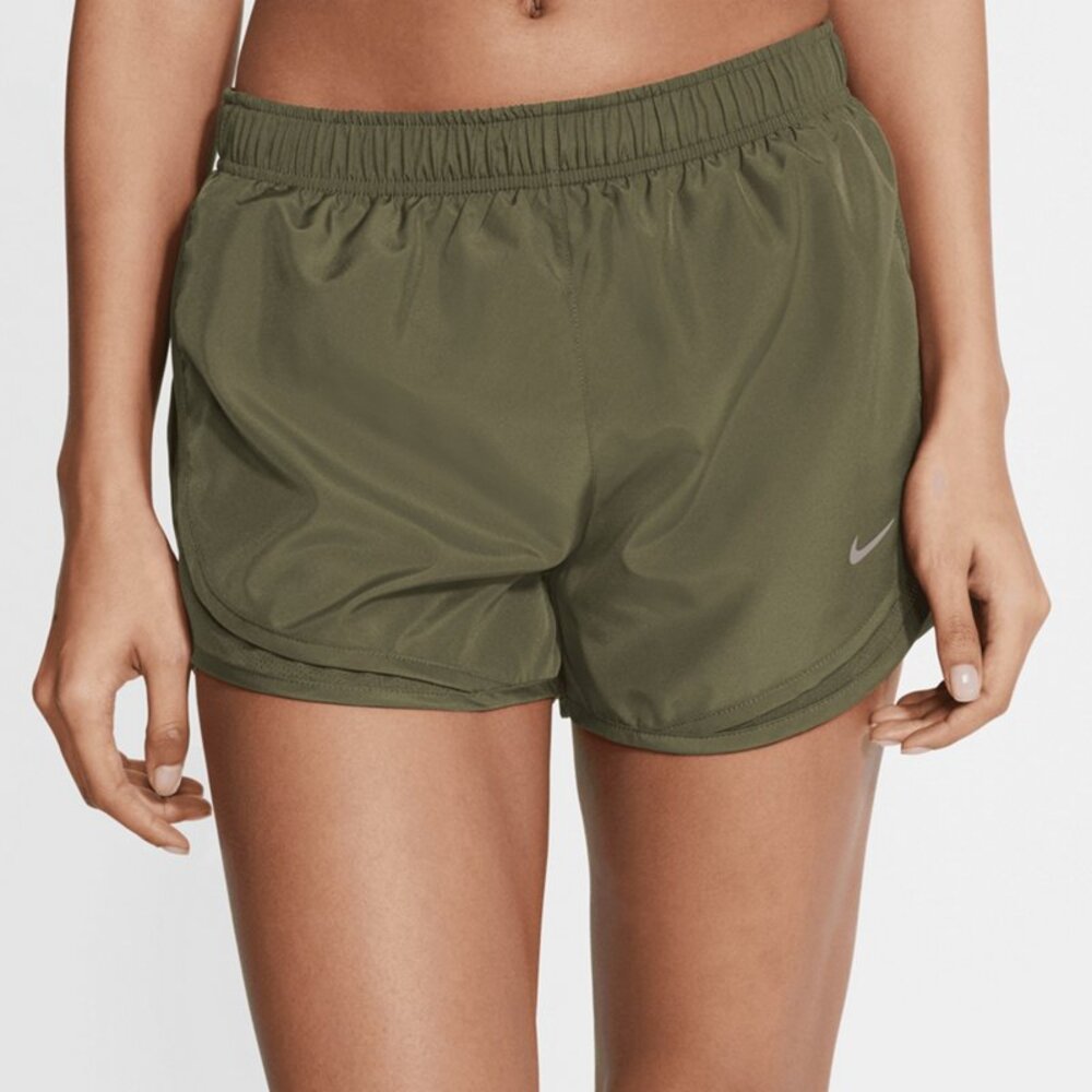 NWT Nike Tempo Dri-FIT Women's Brief-Lined Running Shorts Olive/Wolf Grey Small